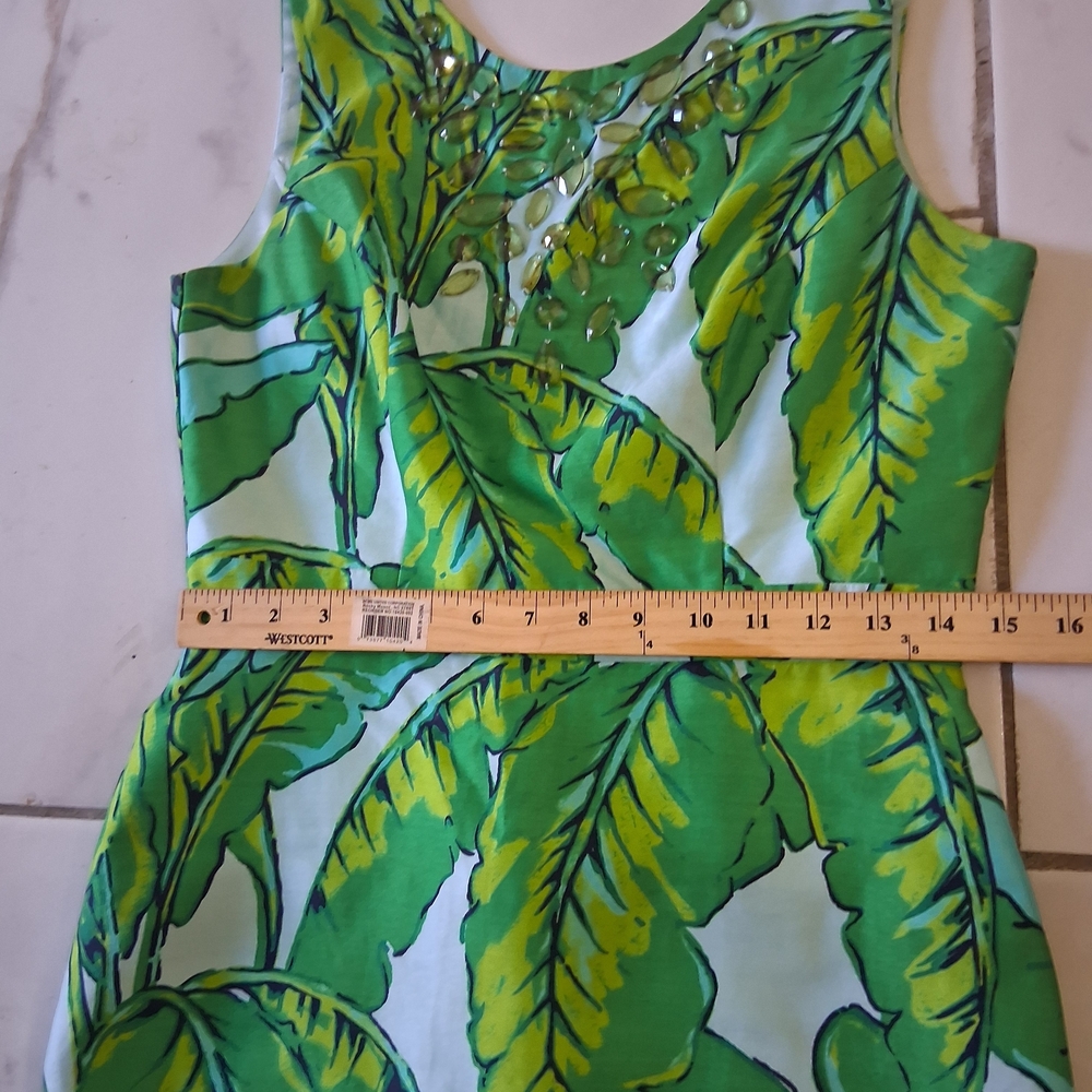 Vineyard Vines Green Leaf Midi Dress Silk Blend - Picture 8 of 13